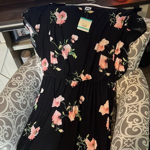 NWT Anne Klein black floral dress, size 16